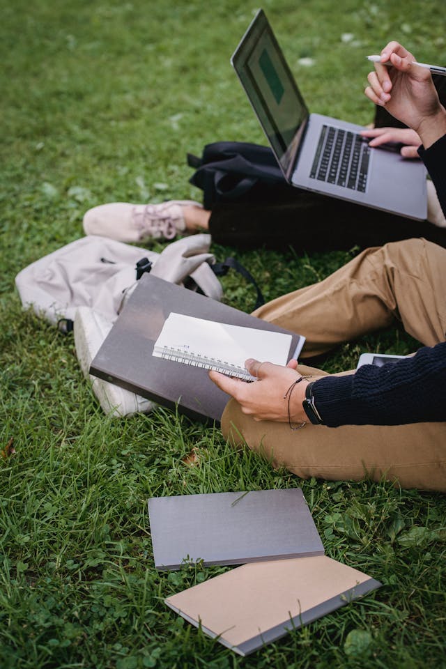 Students on a Lawn